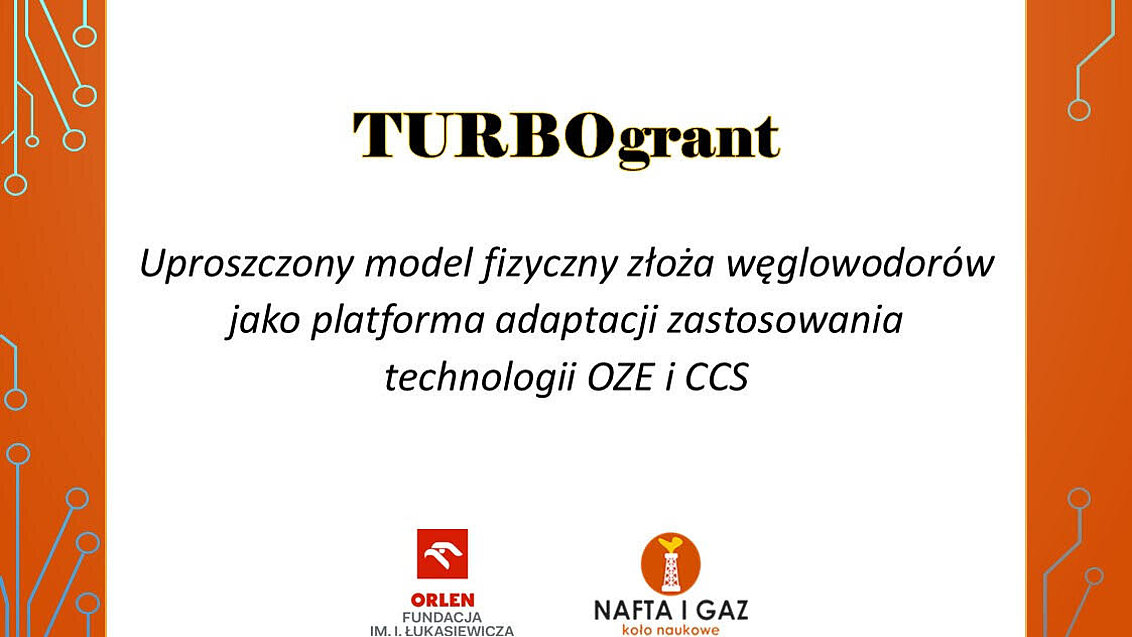 Certyfikat dotyczący przyznania grantu z programu turbogrant dla Koła Naftai Gaz